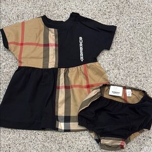 Burberry Black & Tan Check Patchwork Dress with Matching Bloomers